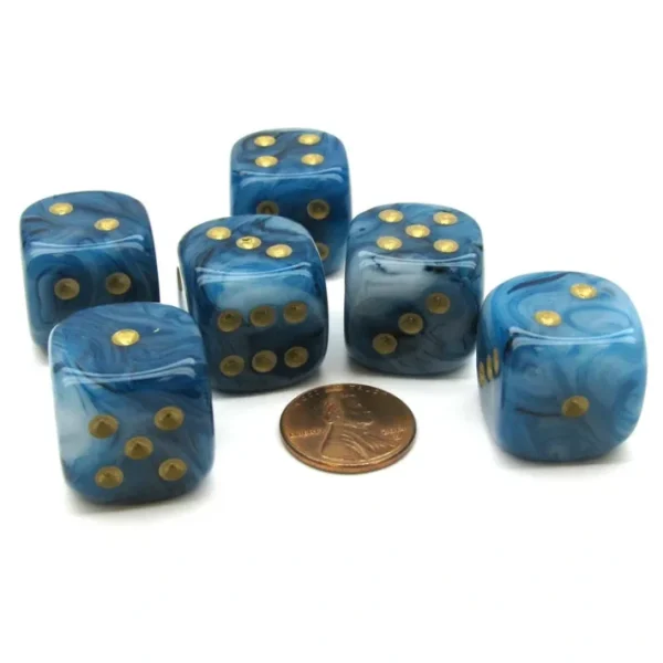 Phantom 20mm Big D6 Chessex Dice, 6 Pieces - Teal with Gold Pips - Your Source for Gaming Essentials Sale