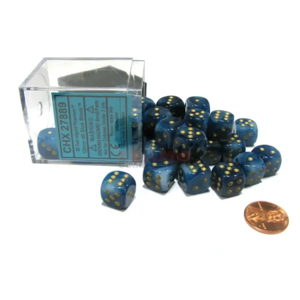 Phantom 12mm D6 Chessex Dice Block (36 Dice) - Teal with Gold Pips - Your Source for Gaming Essentials Fashion