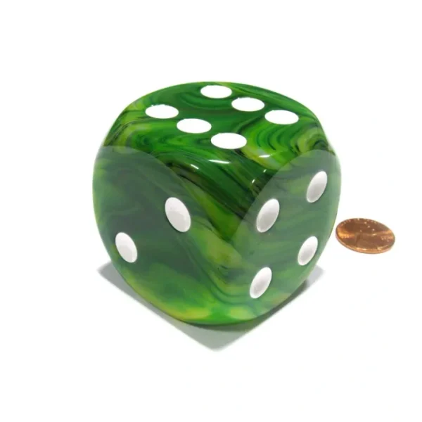 Phantom 50mm Huge Large D6 Chessex Dice, 1 Piece - Green with White Pips - Your Source for Gaming Essentials Cheap