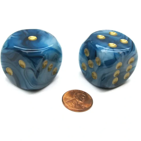 Phantom 30mm Large D6 Chessex Dice, 2 Pieces - Teal with Gold Pips - Your Source for Gaming Essentials Discount