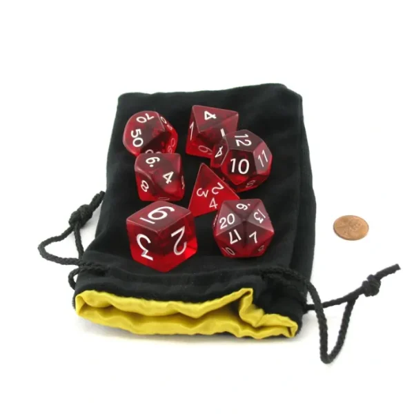 Polyhedral 7 Piece Jumbo Transparent Dice Set in Bag - Red with White Numbers - Your Source for Gaming Essentials Discount