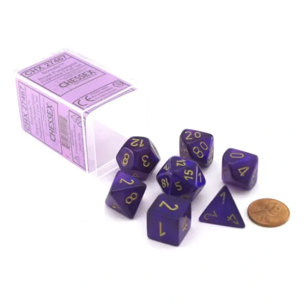 Polyhedral 7-Die Borealis Chessex Dice Set - Royal Purple with Gold Numbers - Your Source for Gaming Essentials Best Sale