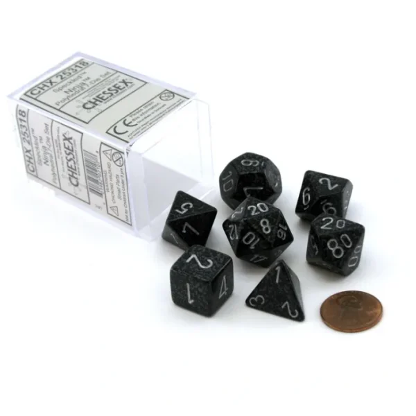 Polyhedral 7-Die Chessex Dice Set - Speckled Ninja - Your Source for Gaming Essentials Best