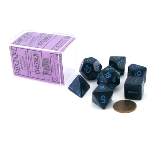 Polyhedral 7-Die Chessex Dice Set - Speckled Cobalt - Your Source for Gaming Essentials Fashion
