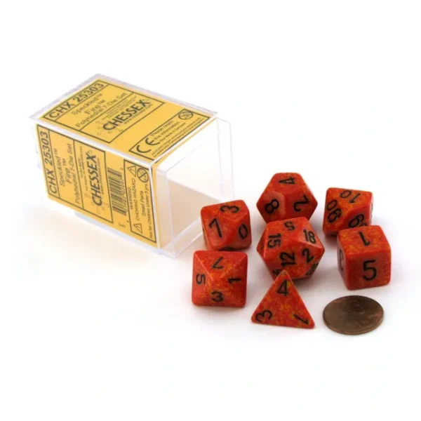 Polyhedral 7-Die Chessex Dice Set - Speckled Fire - Your Source for Gaming Essentials Online