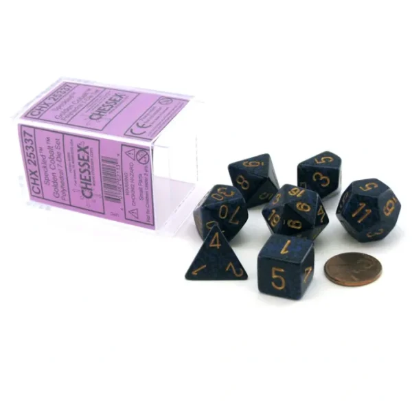 Polyhedral 7-Die Chessex Dice Set - Speckled Golden Cobalt - Your Source for Gaming Essentials Sale