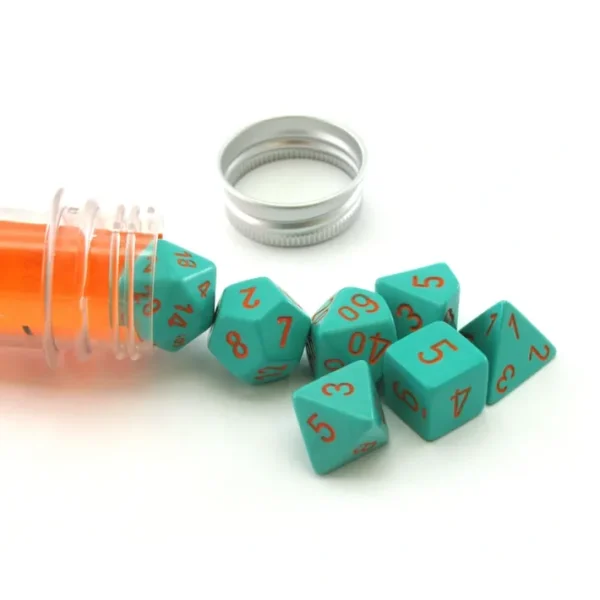 Polyhedral 7-Die Chessex Lab Dice 4 Set - Heavy Dice Turquoise with Orange - Your Source for Gaming Essentials Best