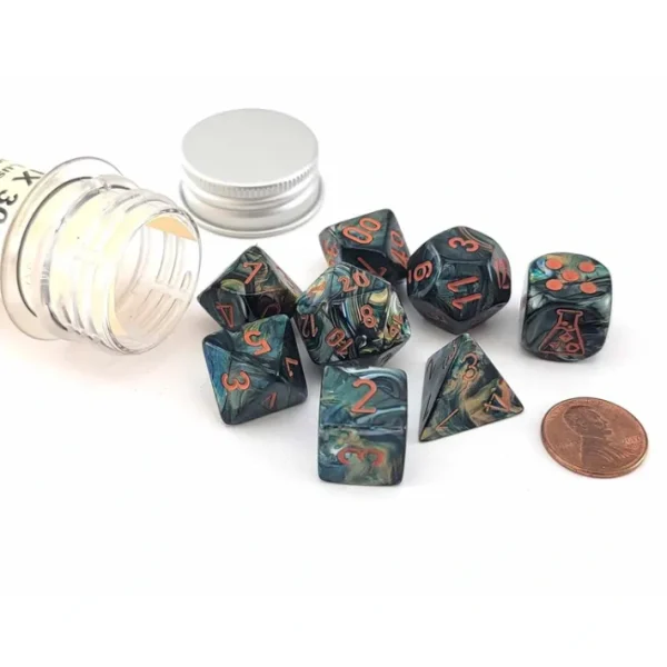 Polyhedral 7-Die Chessex Lab Dice 5 Set - Lustrous Alpestris with Orange - Your Source for Gaming Essentials Flash Sale