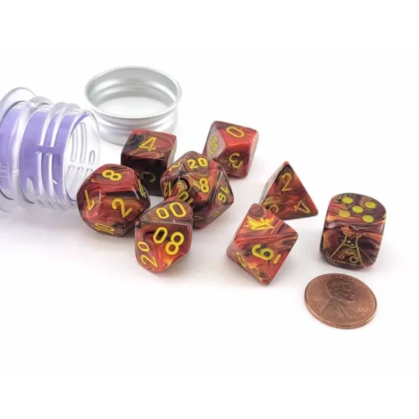 Polyhedral 7-Die Chessex Lab Dice 5 Set - Vortex Underworld with Yellow - Your Source for Gaming Essentials Discount