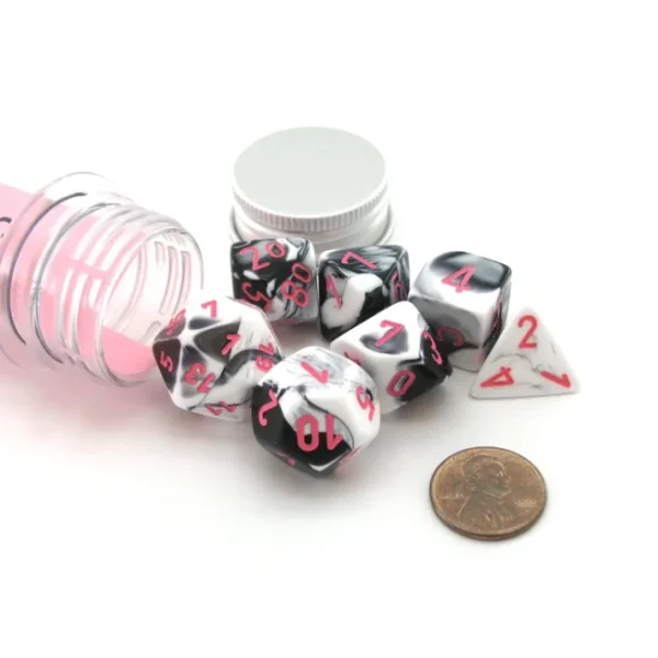 Polyhedral 7-Die Chessex Lab Dice 4 Set - Gemini Black-White with Pink Numbers - Your Source for Gaming Essentials Best Sale
