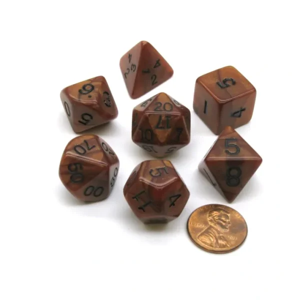 Polyhedral 7-Die Dice Set-Olympic Pearlized Bronze w/ Black Numbers - Your Source for Gaming Essentials Cheap