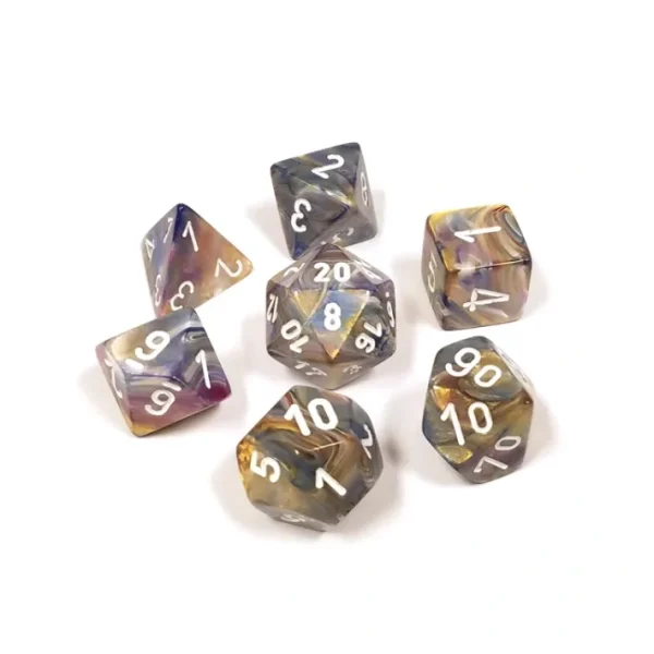 Polyhedral 7-Die Festive Chessex Dice Set - Carousel with White Numbers - Your Source for Gaming Essentials Clearance