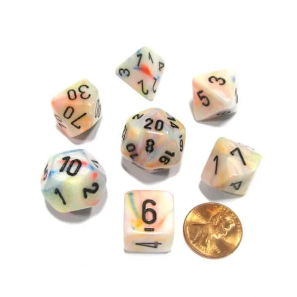 Polyhedral 7-Die Festive Chessex Dice Set - Circus with Black Numbers - Your Source for Gaming Essentials Flash Sale