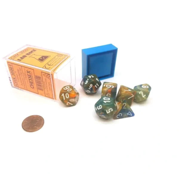 Polyhedral 7-Die Festive Lab Dice Chessex Dice Set - Autumn with White Numbers - Your Source for Gaming Essentials Cheap