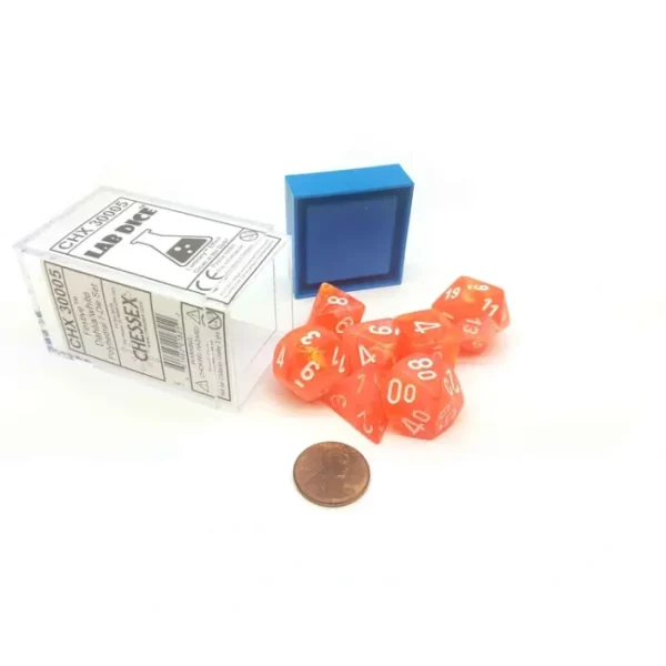 Polyhedral 7-Die Festive Lab Dice Chessex Dice Set - Dahlia with White Numbers - Your Source for Gaming Essentials Outlet