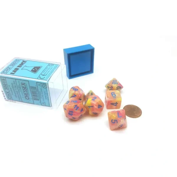 Polyhedral 7-Die Festive Lab Dice Chessex Dice Set - Allusion with Blue Numbers - Your Source for Gaming Essentials Cheap
