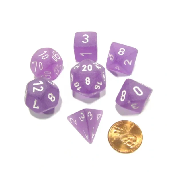 Polyhedral 7-Die Frosted Chessex Dice Set - Purple with White Numbers - Your Source for Gaming Essentials Best