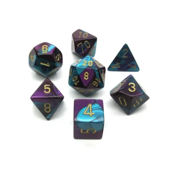 Polyhedral 7-Die Gemini Chessex Dice Set - Purple-Teal with Gold Numbers - Your Source for Gaming Essentials Hot