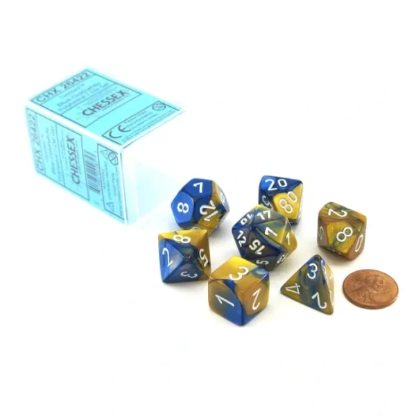 Polyhedral 7-Die Gemini Chessex Dice Set - Blue-Gold with White Numbers - Your Source for Gaming Essentials Best Sale