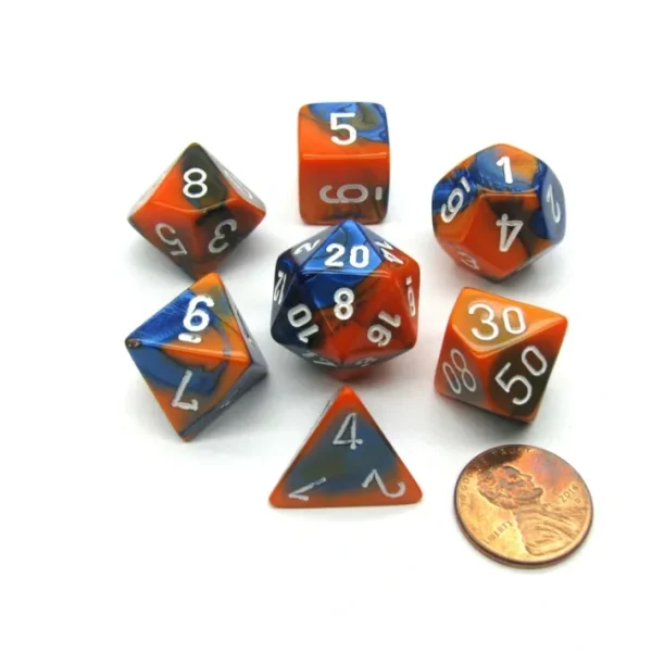 Polyhedral 7-Die Gemini Chessex Dice Set - Blue-Orange with White Numbers - Your Source for Gaming Essentials Discount