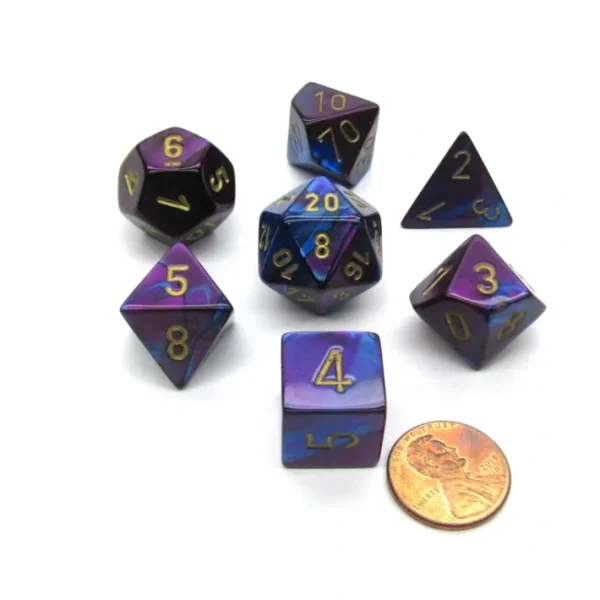 Polyhedral 7-Die Gemini Chessex Dice Set - Blue-Purple with Gold Numbers - Your Source for Gaming Essentials New