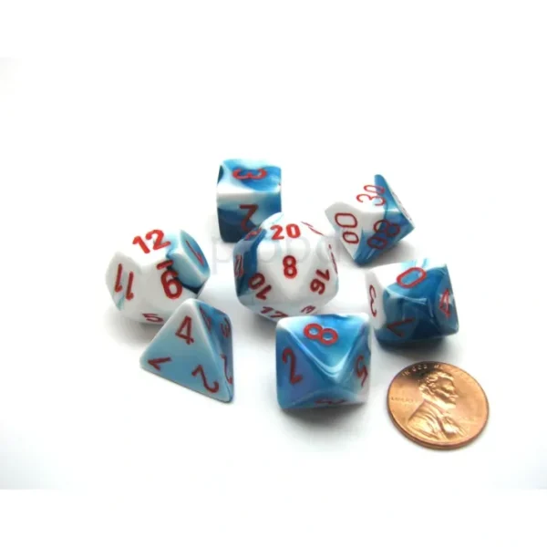 Polyhedral 7-Die Gemini Chessex Dice Set - Astral Blue-White with Red Numbers - Your Source for Gaming Essentials Sale