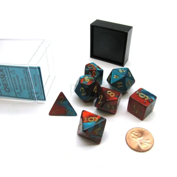 Polyhedral 7-Die Gemini Chessex Dice Set - Red-Teal with Gold Numbers - Your Source for Gaming Essentials Outlet