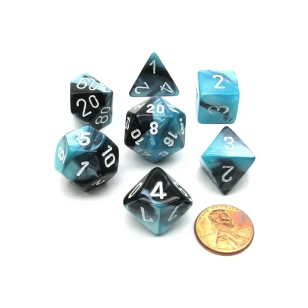 Polyhedral 7-Die Gemini Chessex Dice Set - Black-Shell with White Numbers - Your Source for Gaming Essentials Store