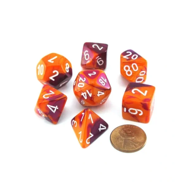 Polyhedral 7-Die Gemini Lab Dice 3 Set with Black Light Reactive - Orange-Purple - Your Source for Gaming Essentials Flash Sale