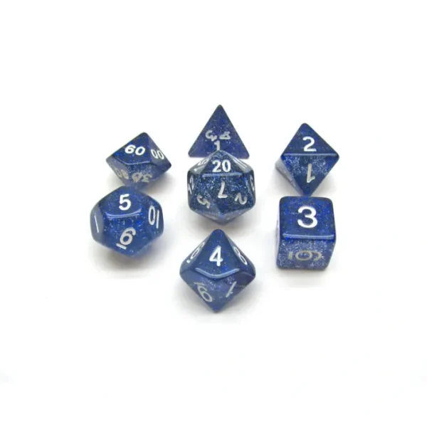 Polyhedral 7-Die Glitter Dice Set - Blue - Your Source for Gaming Essentials Discount