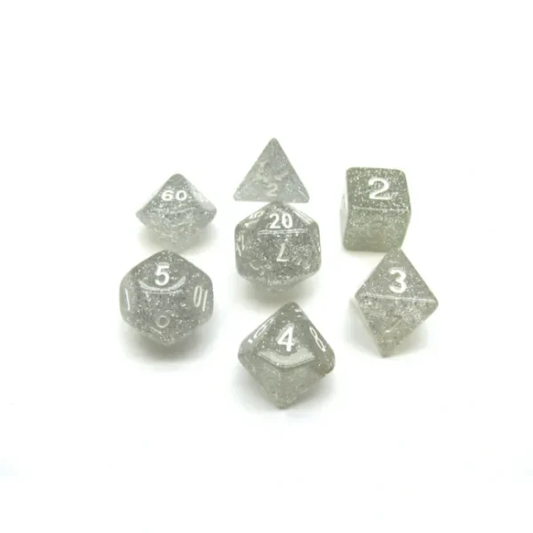 Polyhedral 7-Die Glitter Dice Set - Clear - Your Source for Gaming Essentials Store