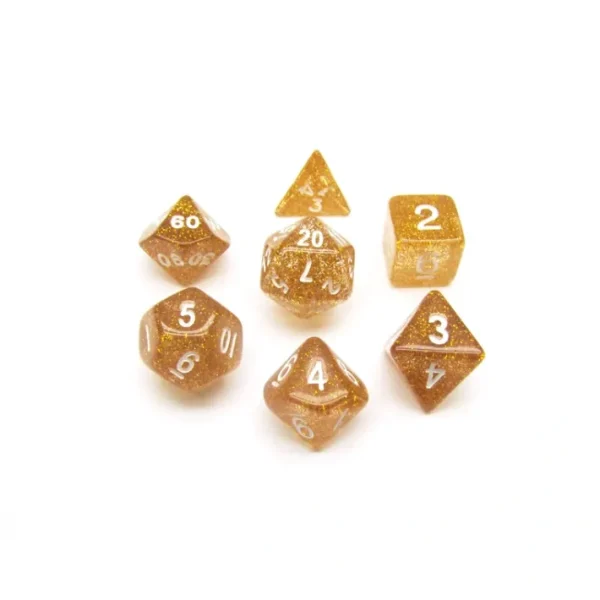 Polyhedral 7-Die Glitter Dice Set - Yellow - Your Source for Gaming Essentials Shop