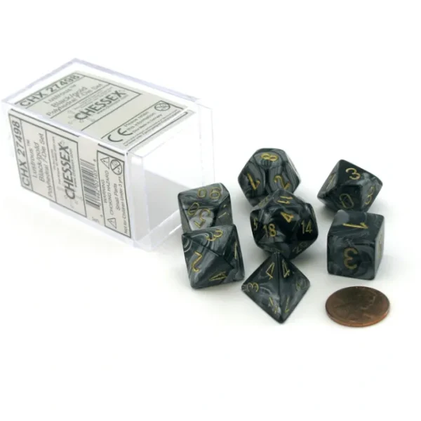 Polyhedral 7-Die Lustrous Chessex Dice Set - Black with Gold Numbers - Your Source for Gaming Essentials Hot