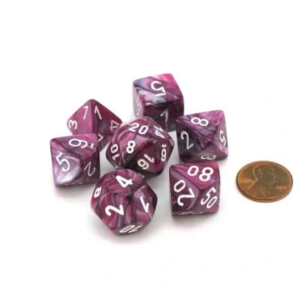 Polyhedral 7-Die Lustrous Lab Dice 2 Chessex Dice Set - Amethyst with White - Your Source for Gaming Essentials Fashion