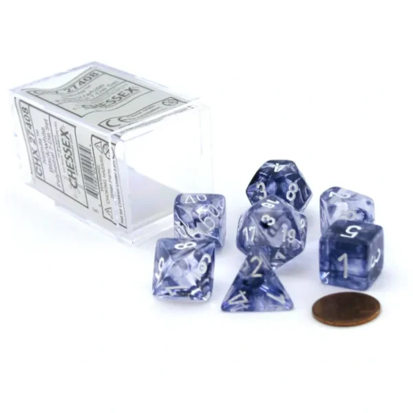 Polyhedral 7-Die Nebula Chessex Dice Set - Black with White Numbers - Your Source for Gaming Essentials Shop
