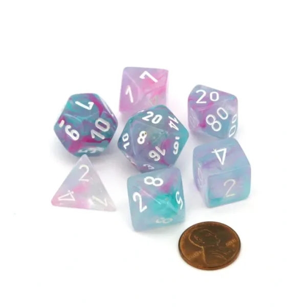 Polyhedral 7-Die Nebula Lab Dice 2 Chessex Dice Set Luminary-Wisteria with White - Your Source for Gaming Essentials Store
