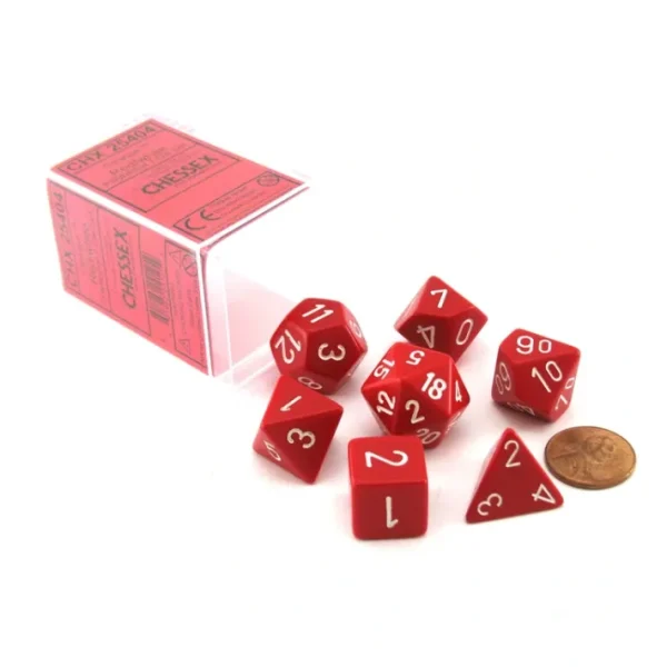 Polyhedral 7-Die Opaque Chessex Dice Set - Red with White Numbers - Your Source for Gaming Essentials Flash Sale