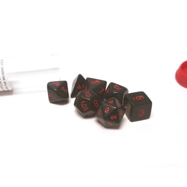 Polyhedral 7-Die Opaque Dice Set - Black with Red Numbers - Your Source for Gaming Essentials Hot