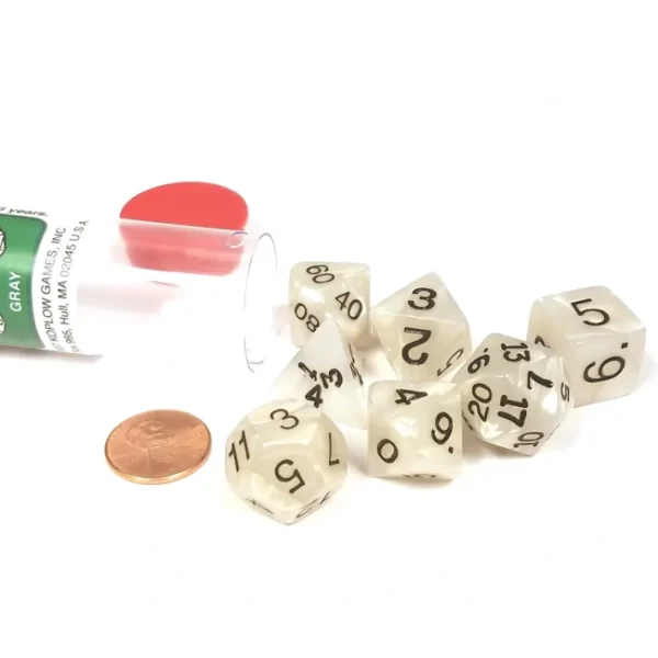 Polyhedral 7-Die Pearlized Dice Set - Gray - Your Source for Gaming Essentials Fashion