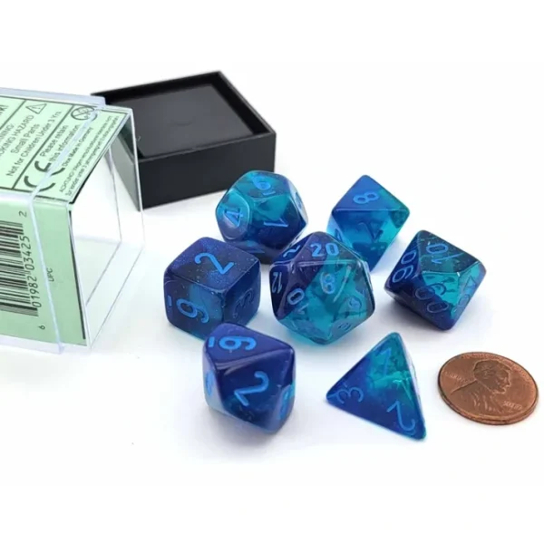 Polyhedral 7-Die Set, Luminary Gemini - Blue-Blue with Light Blue Numbers - Your Source for Gaming Essentials Flash Sale