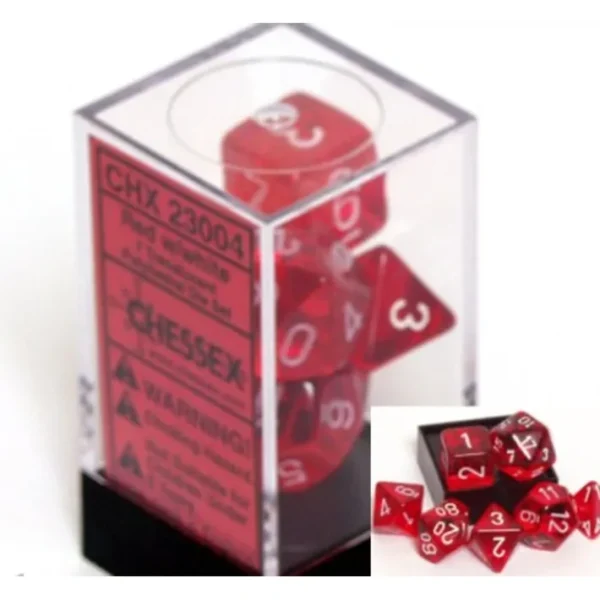 Polyhedral 7-Die Translucent Chessex Dice Set - Red - Your Source for Gaming Essentials Sale