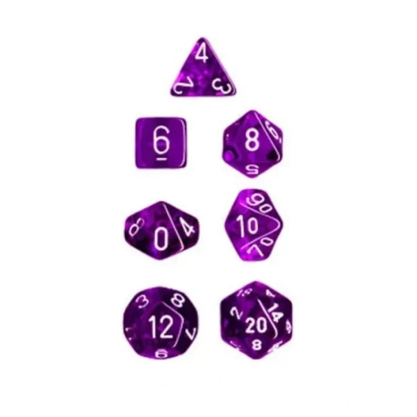 Polyhedral 7-Die Translucent Chessex Dice Set - Purple - Your Source for Gaming Essentials Outlet