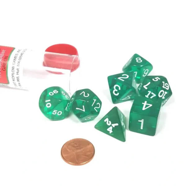 Polyhedral 7-Die Transparent Dice Set - Green - Your Source for Gaming Essentials Fashion