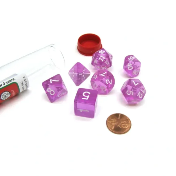 Polyhedral 7-Die Transparent Dice Set - Orchid - Your Source for Gaming Essentials Cheap