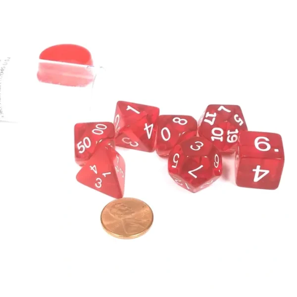 Polyhedral 7-Die Transparent Dice Set - Red - Your Source for Gaming Essentials Fashion