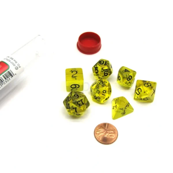 Polyhedral 7-Die Transparent Dice Set - Yellow - Your Source for Gaming Essentials Fashion