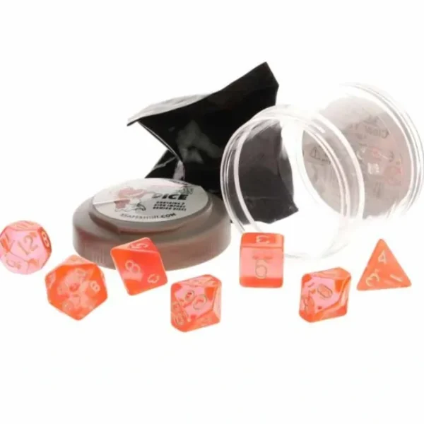 Polyhedral 7-Piece DnD Pizza Dungeon Dice Set - Lucky Clear Orange - Your Source for Gaming Essentials Store