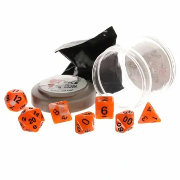 Polyhedral 7-Piece DnD Pizza Dungeon Dice Set - Dual Orange & White with Black - Your Source for Gaming Essentials Best Sale
