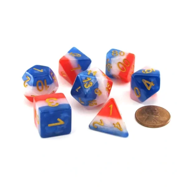 Polyhedral 7-Piece Layered Dice Set - Old Glory - Your Source for Gaming Essentials Fashion