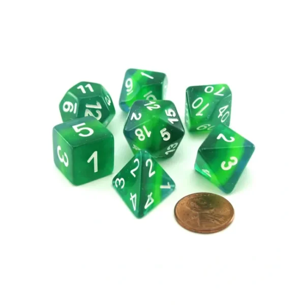 Polyhedral 7-Piece Layered Dice Set - Shades of Green - Your Source for Gaming Essentials Fashion